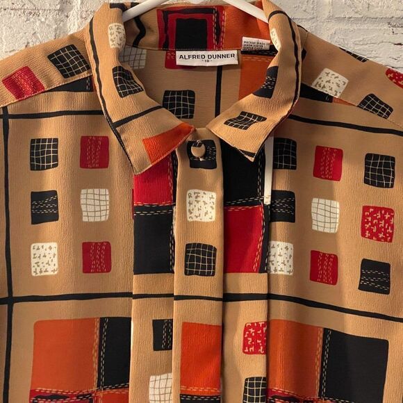 Alfred Dunner Retro Long Pleated Front Sleeve Blouse Plus Size Curvy 18 - Picture 2 of 10